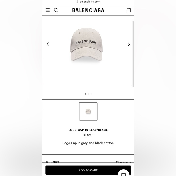 BALENCIAGA GREY LOGO CAP - Picture 6 of 6